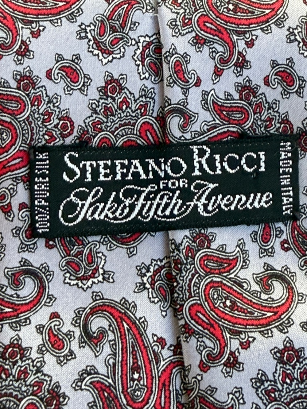 Stefano Ricci Sak's 100% Silk Blue Red Paisley Tie Italy Excellent Condition - Picture 3 of 6